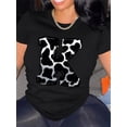 thumbnail image 1 of Stylish Letter & Cow Print Relaxed Fit T-Shirt - Women's Casual Round Neck Short Sleeves Sports Tee, Soft Breathable Fabric, Perfect for Outdoor Activities and Daily Life, 1 of 5