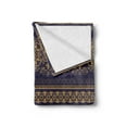 thumbnail image 2 of Turkish Pattern Soft Flannel Fleece Throw Blanket, Damask Style Medieval Flowers Rich Details Horizontal Borders, Cozy Plush for Indoor and Outdoor Use, 50" x 70", Sand Brown Indigo, by Ambesonne, 2 of 5