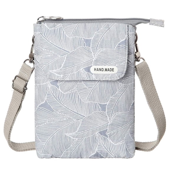 KXF Canvas Cute Crossbody Bags for Women Mini Shoulder Handbag Cell Phone Purse Wallet Leaves Pattern Coin Pouch