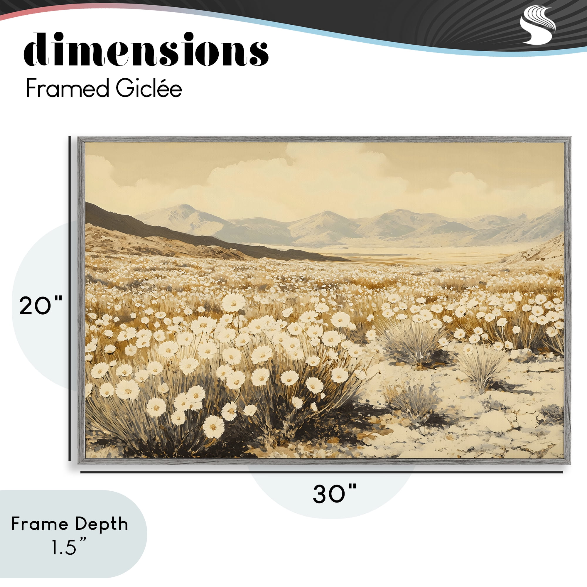 Stupell Industries Desert Wildflowers in Golden Valley Gray Framed Giclee Art, design by Franklyn Gregory
