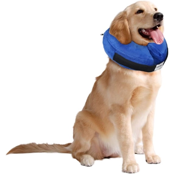 Inflatable Pet Recovery Collar Soft Elizabeth Cone for Dogs and Cats for Post Surgery Wound Protection,Blue Size L