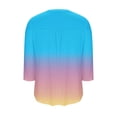 thumbnail image 3 of Business Casual Blouses Womens 3/4 Sleeve Gradient Loose Tops Fashion Work Dressy Flowy Shirts Pullover, Sky Blue L, 3 of 5