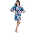 thumbnail image 2 of LYMAYTER Womens Satin Silk Robe Soft Lightweight Short Floral Satin Kimono Wedding Party Sleepwear M-2XL, 2 of 8