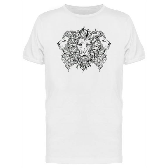 Three Lion Faces T-Shirt Men -Image by Shutterstock, Male XX-Large