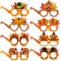 16 Pcs Fall Thanksgiving Party Decorations Photo Props Pumpkin Turkey Maple Leaves Hats Sunglasses Photography Decor,Kids Boys Girls Autumn Birthday Baby Shower Supplies