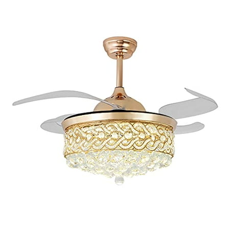 

Oukaning 42-Inch Modern K9 Crystal Chandelier 3 Color Changing 3 Speed 110V (Golden)