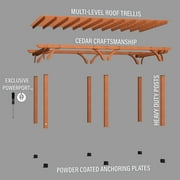 Backyard Discovery Beaumont 20x12 Cedar Wood Patio Pergola Kit, Trellis Roof, PowerPort