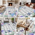 thumbnail image 5 of Large Area Rugs for Living Room Bedroom, Watercolor Flowers 6'x9' Rug Washable Carpet Runner Indoor Outdoor, Spring Butterflies Floral Gray Plaid Non Slip Floor Mats Rug for Kitchen, Playroom, 5 of 8