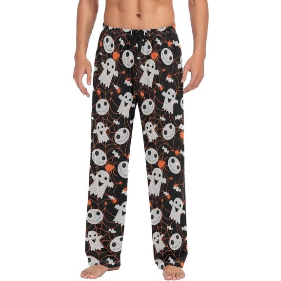GZHJMY Halloween Ghost Pajama Pants, Men's Drawstring Lounge Pants, Casual Pajama Bottoms with Pockets, Christmas New Year Birthday Gifts, X-Large