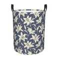 thumbnail image 1 of Balery Lilies Flowers Cesta de ropa redonda con asas, impermeable, independiente, para ropa, juguetes, dormitorio y familia-Medium, 1 of 6