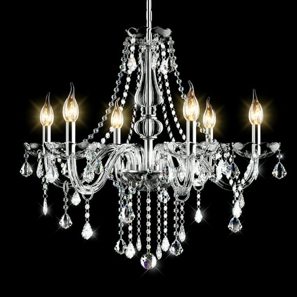 Costway Elegant Crystal Chandelier 6 Ceiling Light Lamp Pendant Fixture Lighting