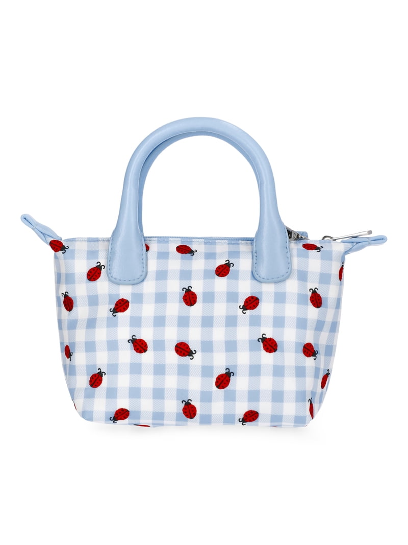 No Boundaries Women's Mini Tote Crossbody Bag, Sky Gingham with