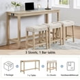thumbnail image 5 of GZXS 59" Long Sofa Table with Power Outlet & 3 Stools, 4-Piece Farmhouse Bar Height Table Set with USB/Type-C Ports, Versatile Console Table & Dining Set for Living Room & Kitchen (Light Oak), 5 of 10