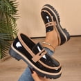 thumbnail image 2 of Wensltd Women's Fashion Loafers Black Solid Color Round Toe Thick Sole Slip-On Shoes for Daily Wear Office Work, 2 of 9