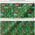thumbnail image 2 of Soimoi Green Cotton Cambric Fabric Aster Flower & Dinosaur Kids Print Fabric by the Yard 42 Inch Wide, 2 of 7