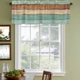 thumbnail image 3 of Farmhouse Teal Blue Brown Curtain Valances for Windows, Kitchen Valance Window Treatments Panel 2 Pack, Vintage Wooden Striped Rod Pocket Short Curtains for Bathroom Bedroom 54 x 18 Inch, 3 of 8