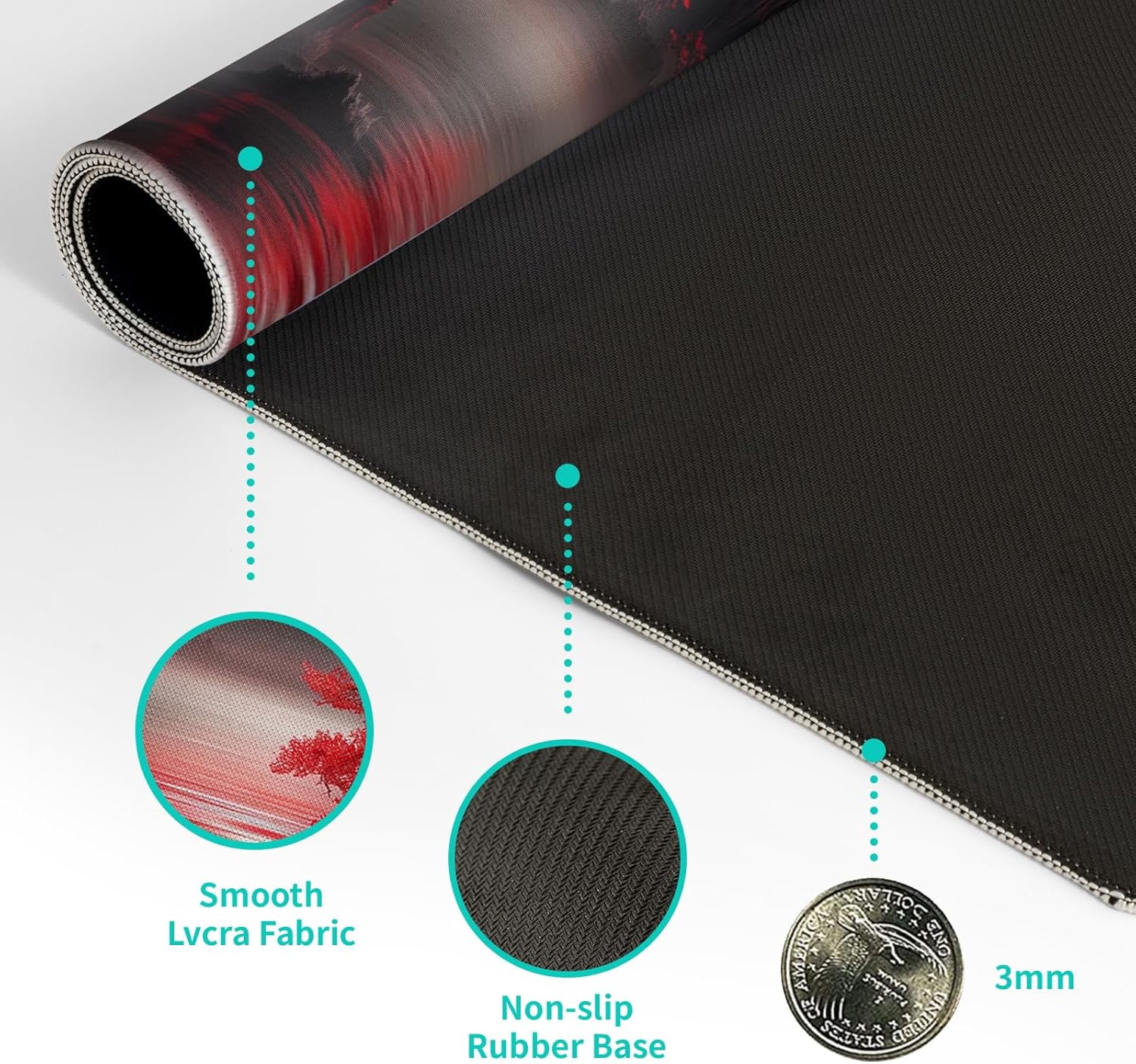Darkness Red Moon Desk Mat - Large Gaming Mouse Pad, Non-Slip Computer Mat - for Teenagers, Boyfriends & Girlfriends - Perfect for E-Sports, Office & Gaming - Ideal Gift for Gamers