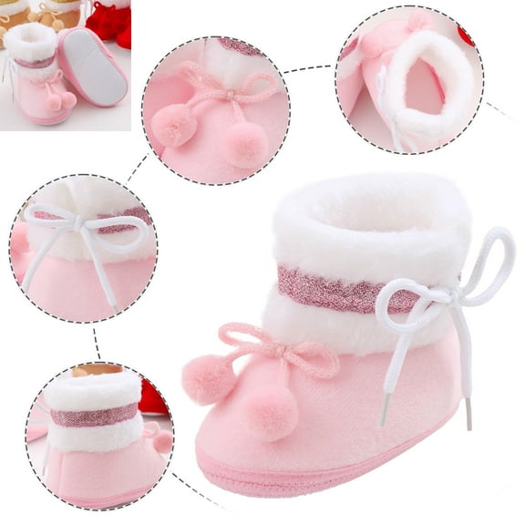 Baby Shoes Fashion Flat Warm Boots with Soft Sole for Toddler Comfortable Winter Footwear