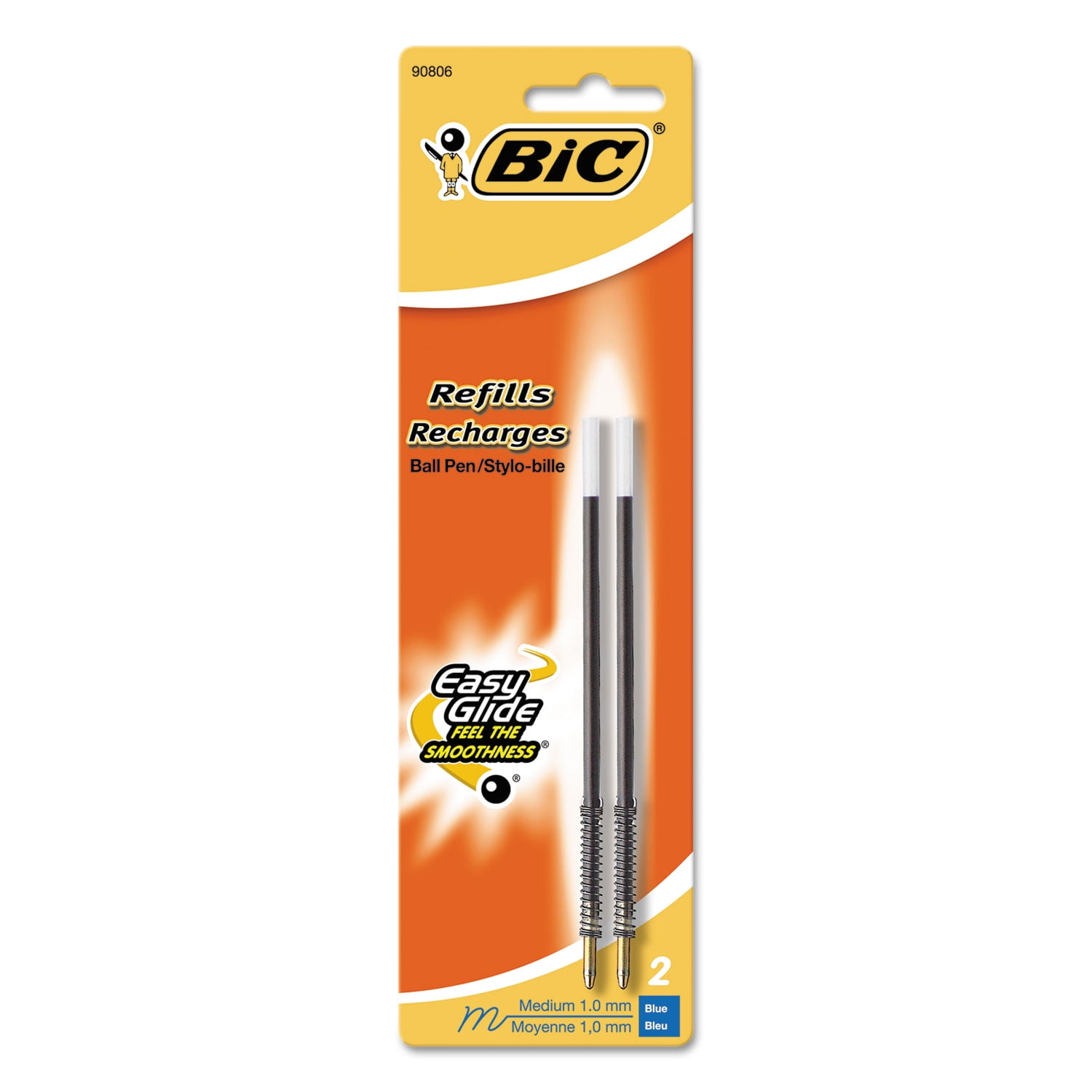 Refill for BIC Retractable Ballpoint Pens, Medium Point, Blue Ink, 2