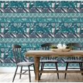thumbnail image 4 of S4Sassy Self-Stick Decorative Boho Wallpaper, Handblock Striped Wall Paper, Textured Vinyl Waterproof Contact Paper, Teal, 25"X240" Removable Renter Wall Covering For Bedroom, Dining Room, 4 of 7
