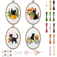 thumbnail image 2 of 4 Pack Funny Black Cat Embroidery Kits for Beginners Starter Hand Embroidery Kit with Cat Patterns and Instructions Cat Pattern Embroidery Starter Kit for Adults Women Crafting, 2 of 9
