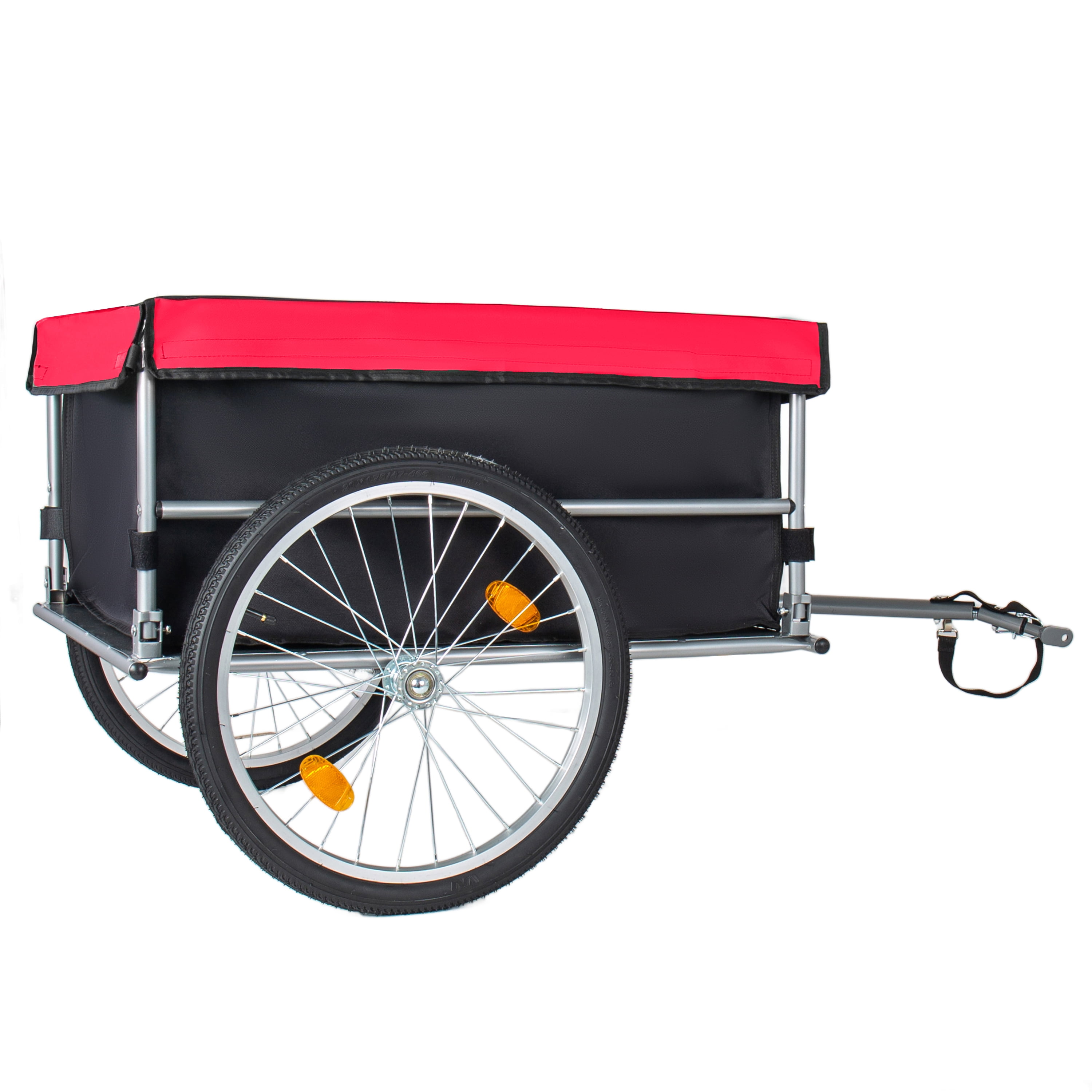 Foldable Bicycle Cargo Trailer, 20" Wheels, Removable Cover, Folding Frame Quick Release, 120LBS Capacity for Luggage, Tools, Groceries