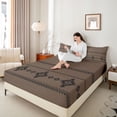 thumbnail image 3 of Erosebridal Bohemian Aztec Queen Sheet Sets,Boho Tribal Exotic Style Bed Set For Men Women,Black Brown 4pcs, 3 of 6