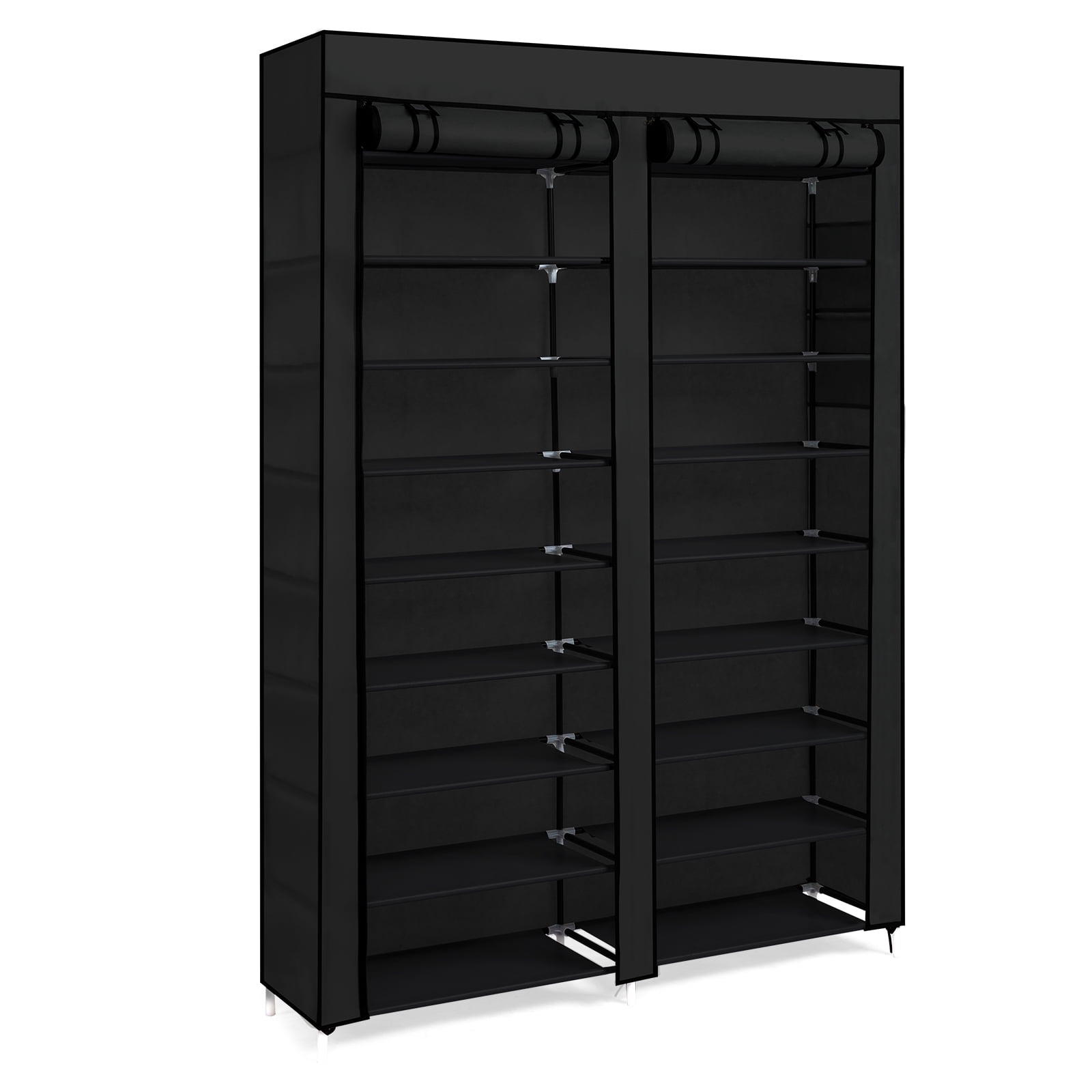 Ktaxon Shoe Rack Storage Organizer, 10 Tiers Double Row Portable Nonwoven Fabric Cover Shoe Rack Holds up to 40 Pairs, Black