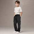 thumbnail image 6 of 5-6T Toddler Kids Boys Warm Wide Leg Sweatpants Elastic Drawstring Waist Baggy Open Leg Pants Solid Color Multi Pockets Casual Winter Daily Wear 3t 4t 5t 6t 7t Toddler Boys Winter Pants,Black, 6 of 7