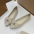 thumbnail image 3 of HomeDM Women's Flats Dress Shoes Slip On Closed Pointy Toe Comfort Walking Shoes Casual Work Office Bowknot Ballet Flats, Beige Size 9, 3 of 6