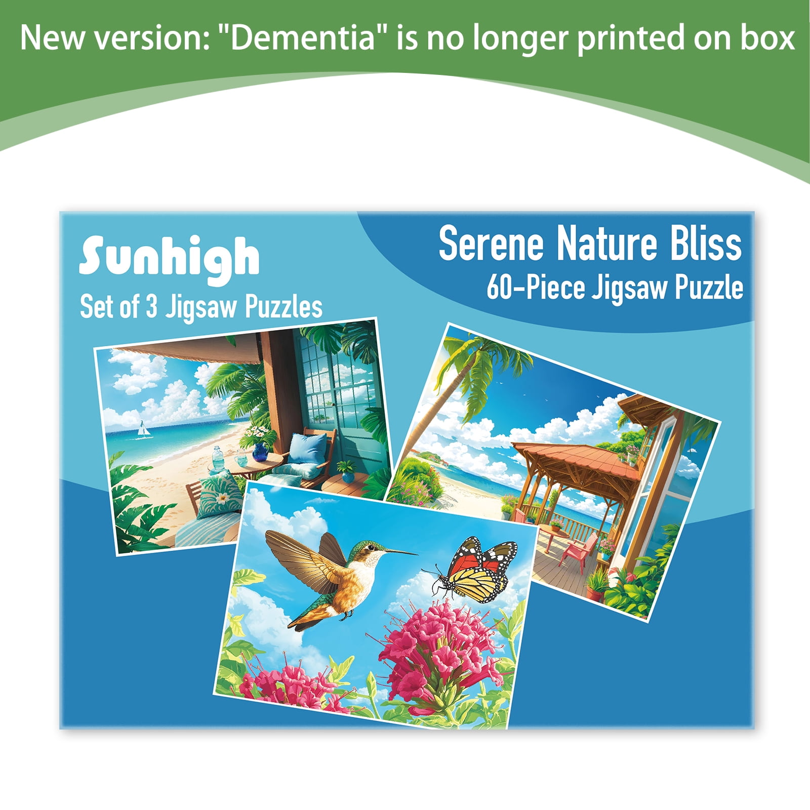 Sunhigh Dementia Puzzles for Elderly, Set of 3-60 Piece Jigsaw Puzzle, Alzheimer’s Products and Activities for Seniors  Serene Nature Bliss