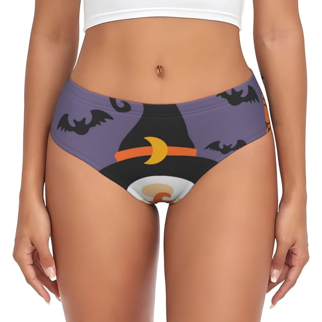 Balery Halloween Gnomes Ropa Interior de Algodón para Mujer con Dibujo – Braguitas Cómodas y Elásticas, Estilo Clásico-X-Small