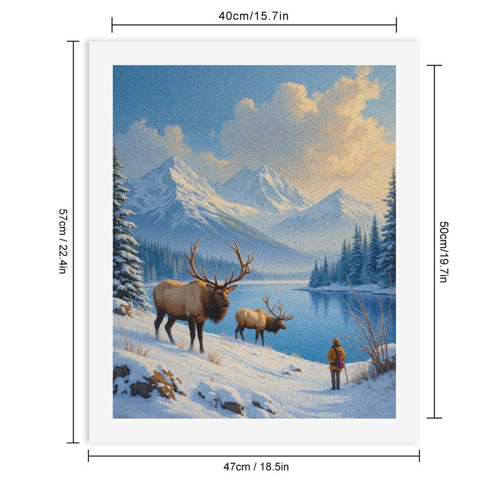 Paint by Numbers Kit for Adults, Snowy Mountain Elk Reflection Paint by Numbers, Easy Paint by Numbers Kit for Adults Beginner, DIY Adult Paint by Number Kits on Canvas, 12x16in Home Decor