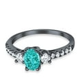 thumbnail image 3 of Oval Accent Wedding Ring Black Tone Paraiba Tourmaline CZ 925 Sterling Silver Size 11, 3 of 7