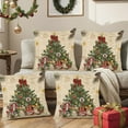 thumbnail image 6 of Uutvery Christmas Santa Claus Linen Pillow Covers, 2-Pack 18x18 Inch Printed Holiday Home Decor, Cushion Cover for Bedroom Living Room Sofa, Festive Accent, 6 of 6
