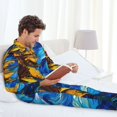 thumbnail image 6 of Sikiie Sunflower Starry Night Vibes Mens Pajama Set, Soft Warm Long Sleeve Sleepwear, Cozy Button-Down Pjs for Men-X-Large, 6 of 7