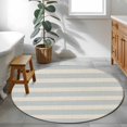 thumbnail image 5 of Light Blue Striped Round Rug 3ft Washable Circle Entryway Rugs Non Slip Vintage Abstract Horizontal Stripes Area Rug Indoor Floor Carpet for Bedroom Kitchen Living Room Office Dining Room Nursery, 5 of 9