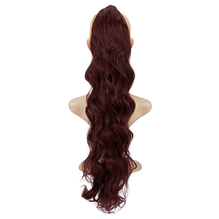 Ponytail Extension High Temperature Fiber 24 Inch Curly Wavy Dark Brown Long Amazon.com : T1B/30 Ombre Brown Ponytail Extension for Women  main image 2
