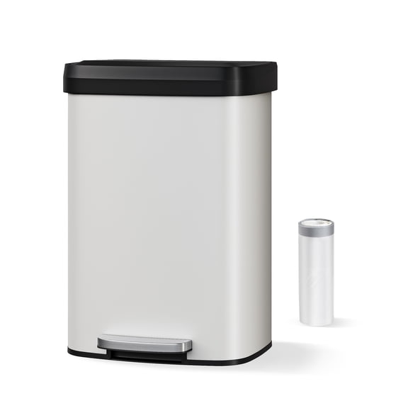 Step-on Stainless Steel Kitchen Trash Can - 13 Gal / 50 L Large Capacity, Rustproof Metal Garbage Bin with Soft Close Lid, Removable Inner Bucket & Rear Handle