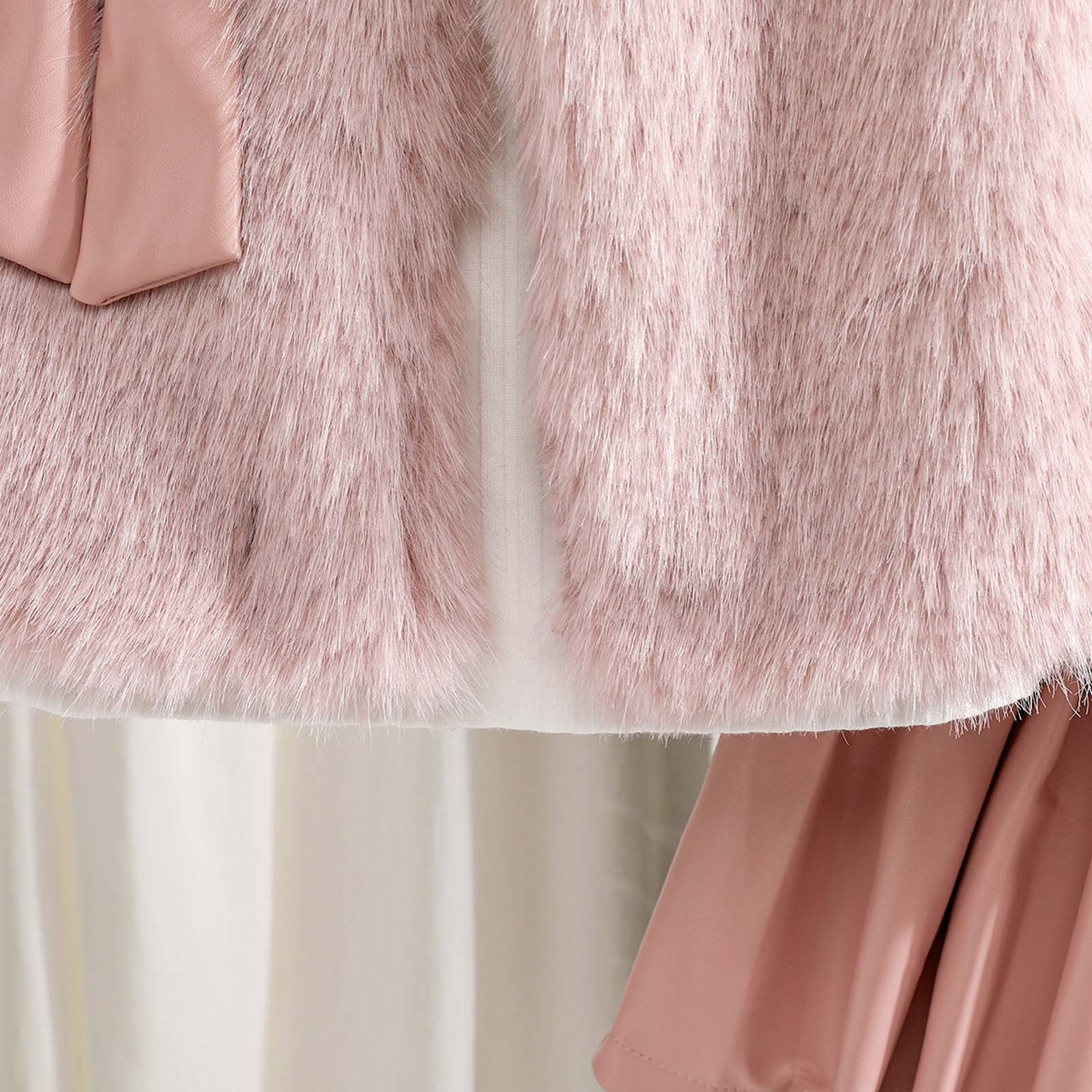 MEZZALL Girls Outfits Set Vest Long Sleeve Round Neck Tops PU Leather Pleated Skirt 3 Piece Outfits For Toddler Kids Birthday Cartoon Clothing