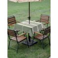 thumbnail image 4 of Outdoor Tablecloth with Umbrella Hole for Patio/Picnic/Party/Camping, Sage Green Stripe Waterproof Table Cloth Square Cover Washable, Modern Minimalist Geomertic Striped Beige (54"x 54"), 4 of 9