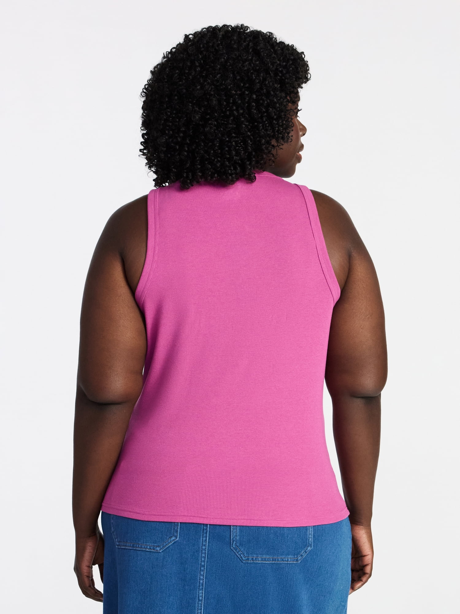 Terra & Sky Women's Plus Sleeveless Ribbed Scoop Neck Tank Top, Sizes 0X-5X