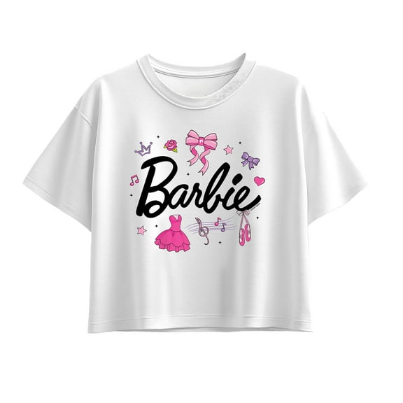 Barbie - Ballerina Barbie Logo  - Youth Girl Short Sleeve Boxy Tee