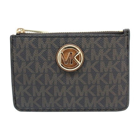 Michael Kors Fulton Small Top Zip Coinpouch With ID, Brown/Acorn