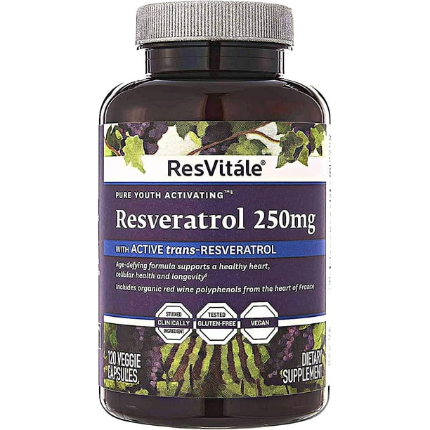 ResVitale Resveratrol 250mg Anti Aging Antioxidants Supplement for