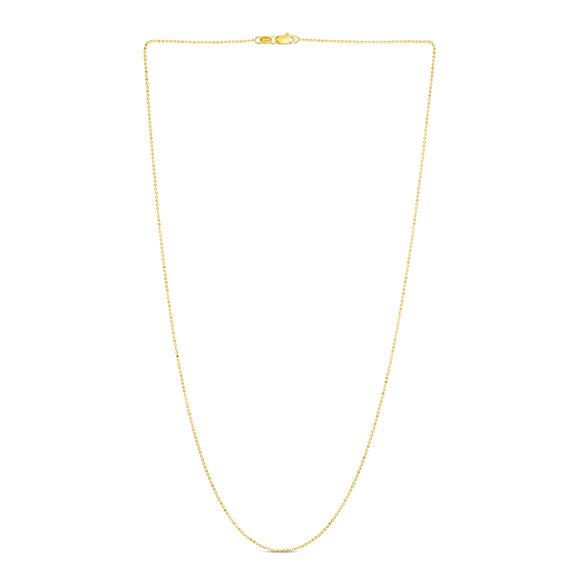 14k With Yellow Gold Finish 1mm Sparkle-Cut Bead Chain Necklace With Lobster Clasp 16 Inch Chain Necklace for Women and