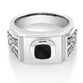 thumbnail image 2 of Gem Stone King Men's 925 Sterling Silver Black Onyx and Pink Lab Grown Diamond Ring (2.14 Cttw, Cushion Checkerboard 8MM, Gemstone Birthstone,, Size 9), 2 of 4