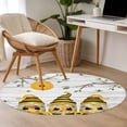 thumbnail image 4 of Round Rug 3.3Ft Washable Non-Slip, Yellow Bees Gnomes Circle Area Rugs for Living Room Bedroom, Spring Floral Branches Wooden Indoor Floor Mats Carpet Runner for Home Decor Aesthetic, 4 of 8