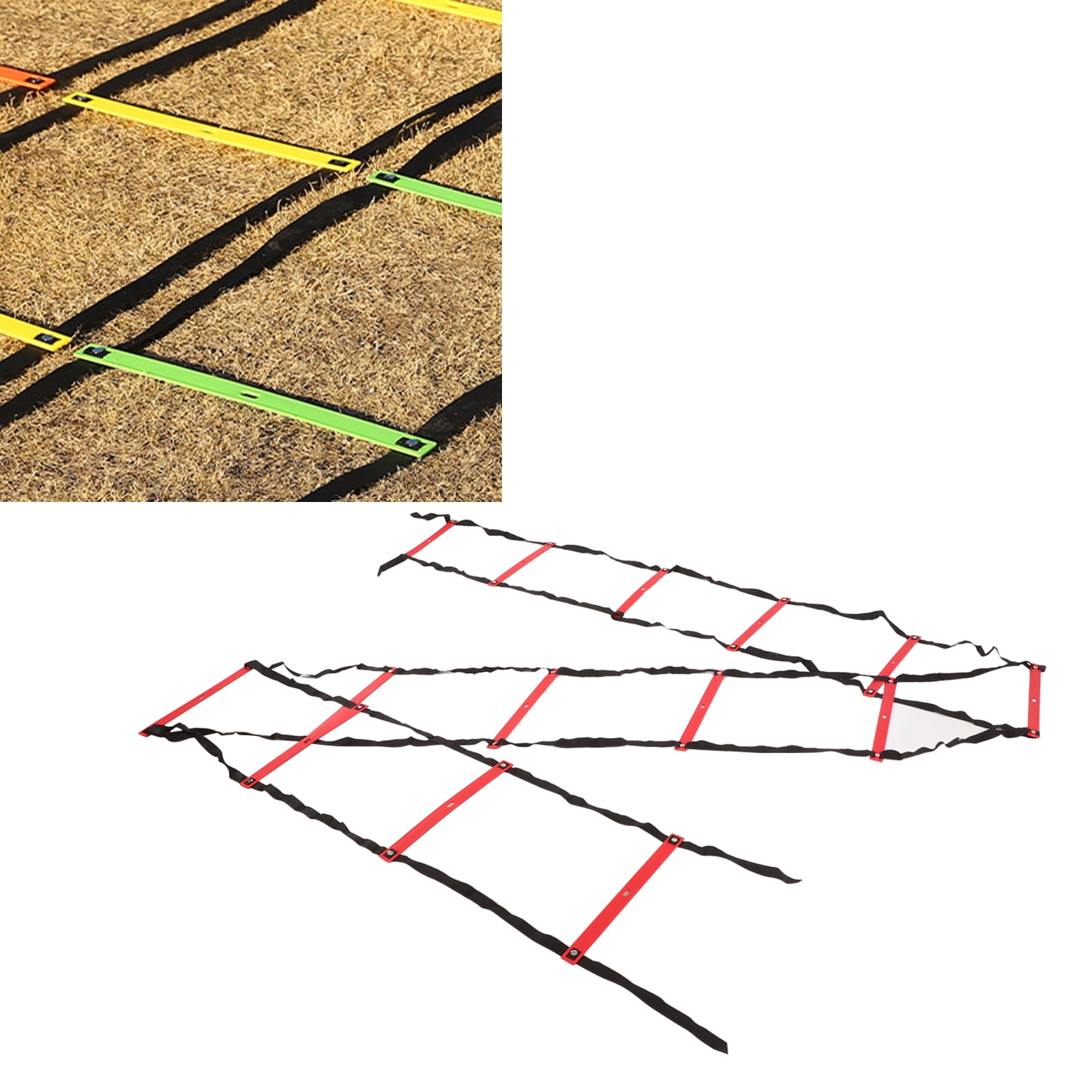 YAHHU 7M 14 Rung Agility Speed Ladder Stairs Red Fitness Soccer Football Speed Ladder Equipment for Outdoor and Indoor Athletic Training (18.5 inches / 47 cm)