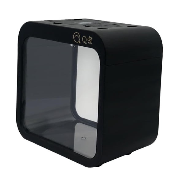 Adornos de escritorio para pecera en miniatura, apilables, transparentes, cuadrados, para oficina, hogar, decoración pequeña Negro